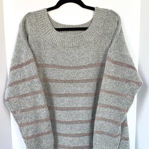 Lane Bryant Gray and Rose Gold Striped Sweater